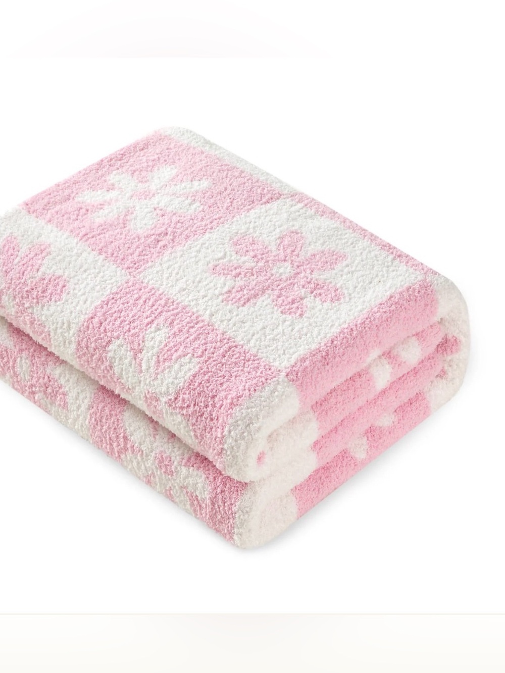 Snuggle Sac Pink & White Checkered Flower Throw Blanket 50x60